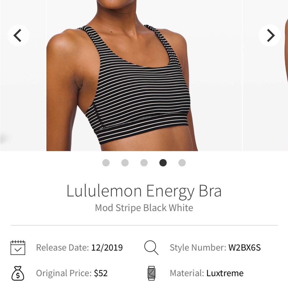Lululemon Striped Energy Bra